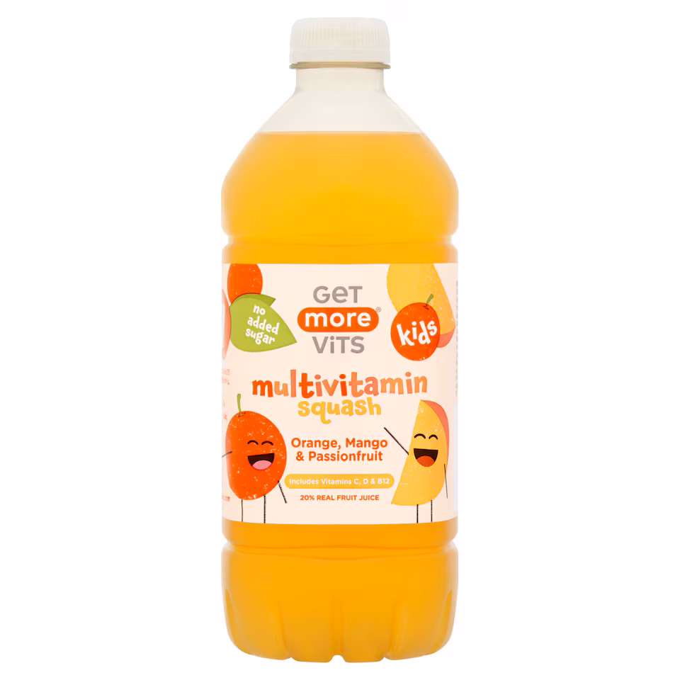 Get More Vits Kids Multivitamin Squash Orange, Mango & Passionfruit 750ml