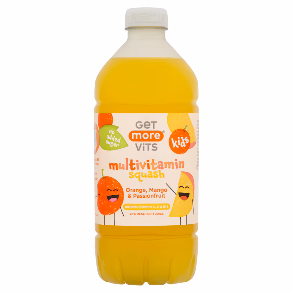 Get More Vits Kids Multivitamin Squash Orange, Mango & Passionfruit 750ml