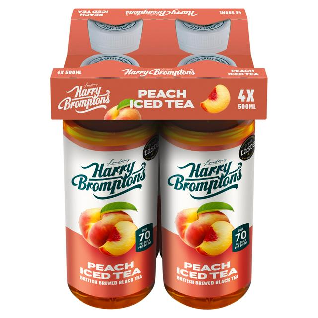 Harry Brompton's 4 x 500ml Peach Iced Tea London's British Brewed Black Tea