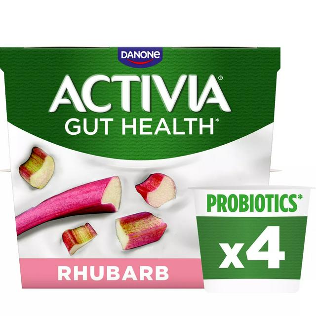 Activia Rhubarb Gut Health Fruit Yoghurt Multipack 4 x 115g