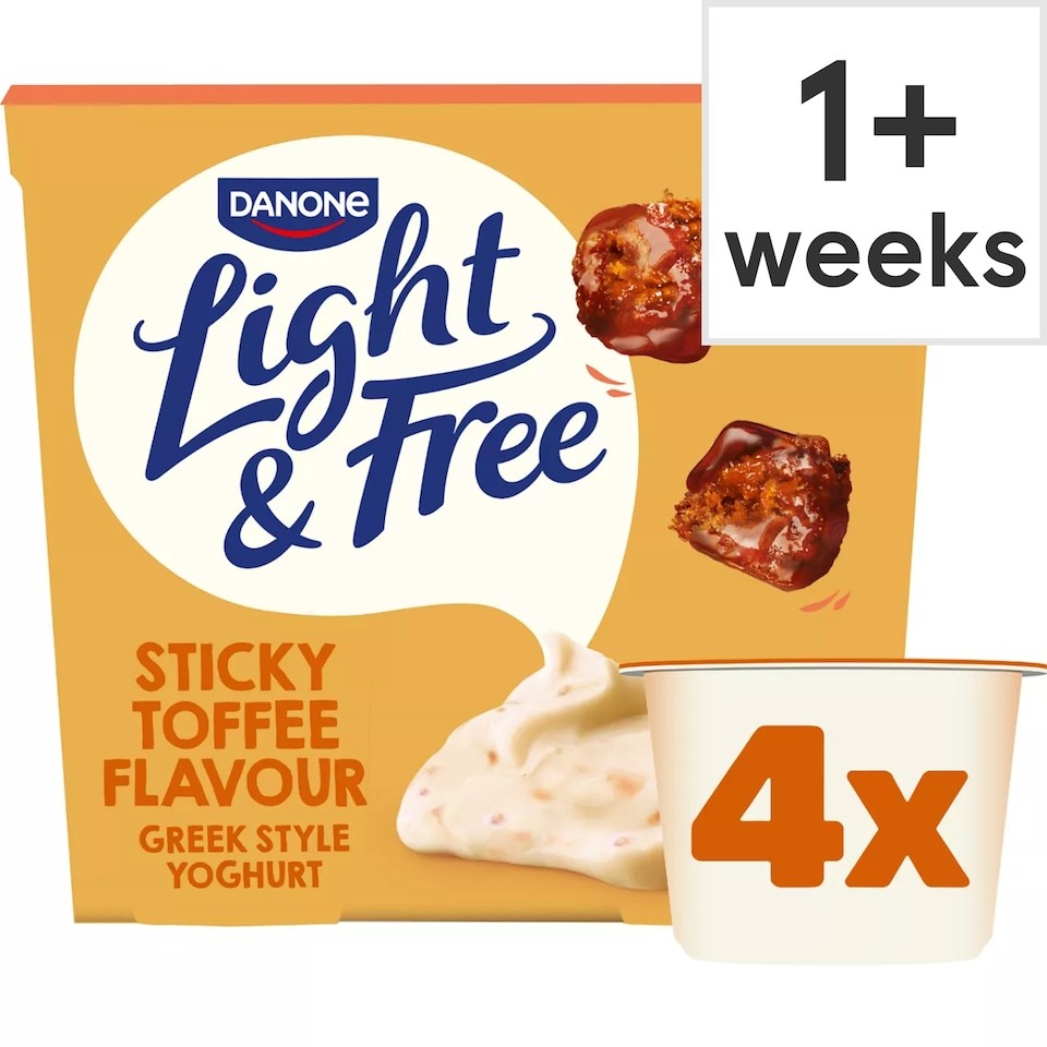Light & Free Sticky Toffee Greek Style Fat Free Yoghurt 4x115g
