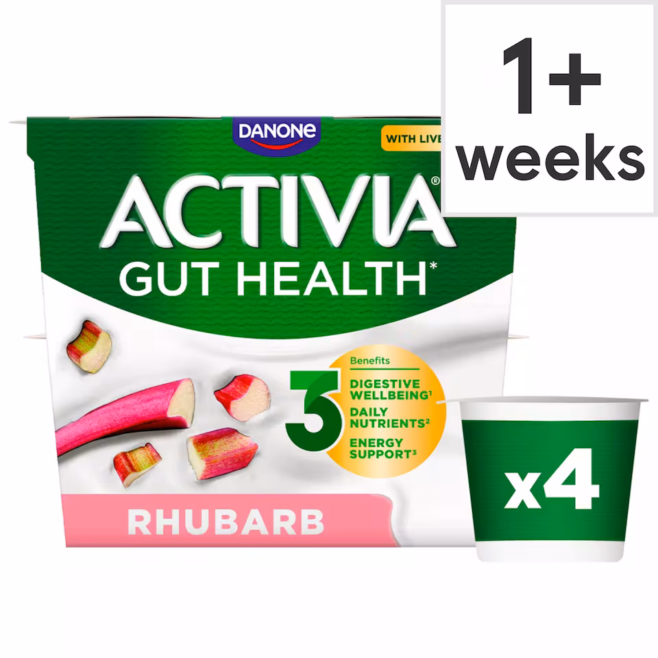 Activia Rhubarb Gut Health Yoghurt Multipack 4x115g