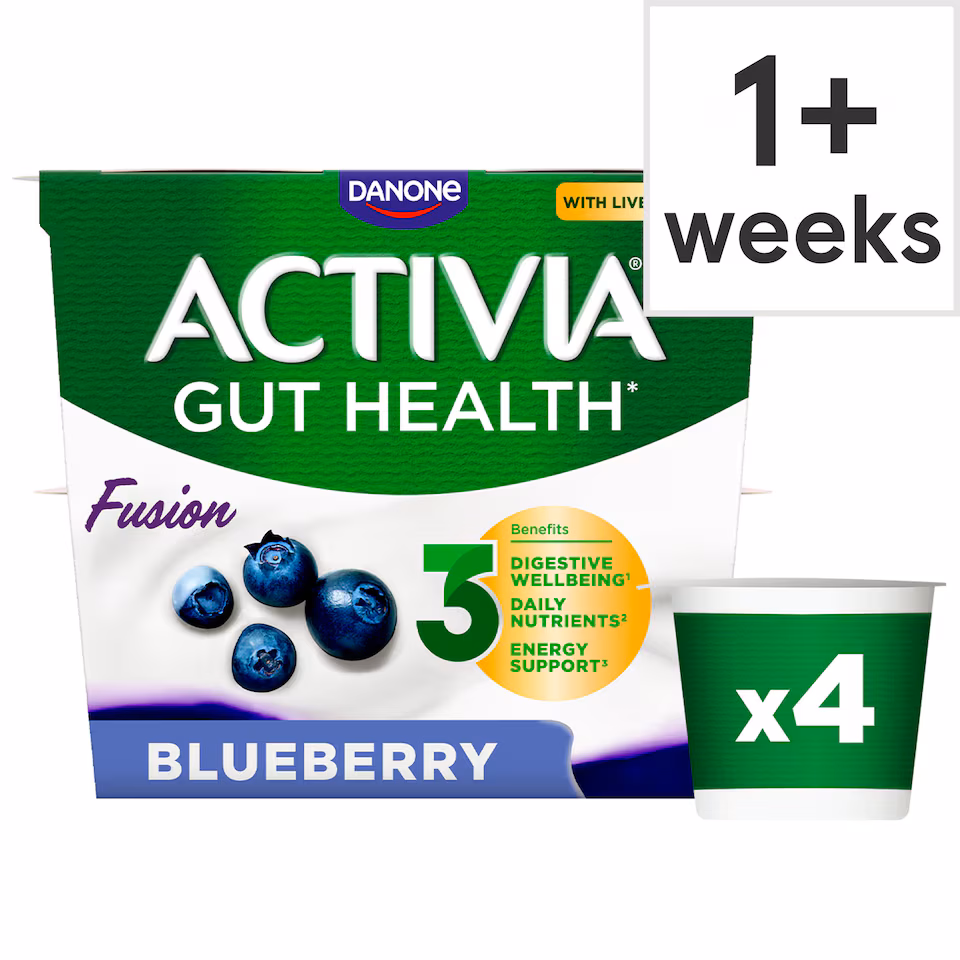 Activia Fusions Blueberry Acai Gut Health Yoghurt Multipack 4x120g
