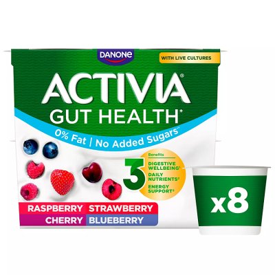Activia Strawberry, Raspberry, Cherry & Blueberry No Added Sugar Gut Health Yogurt Multipack