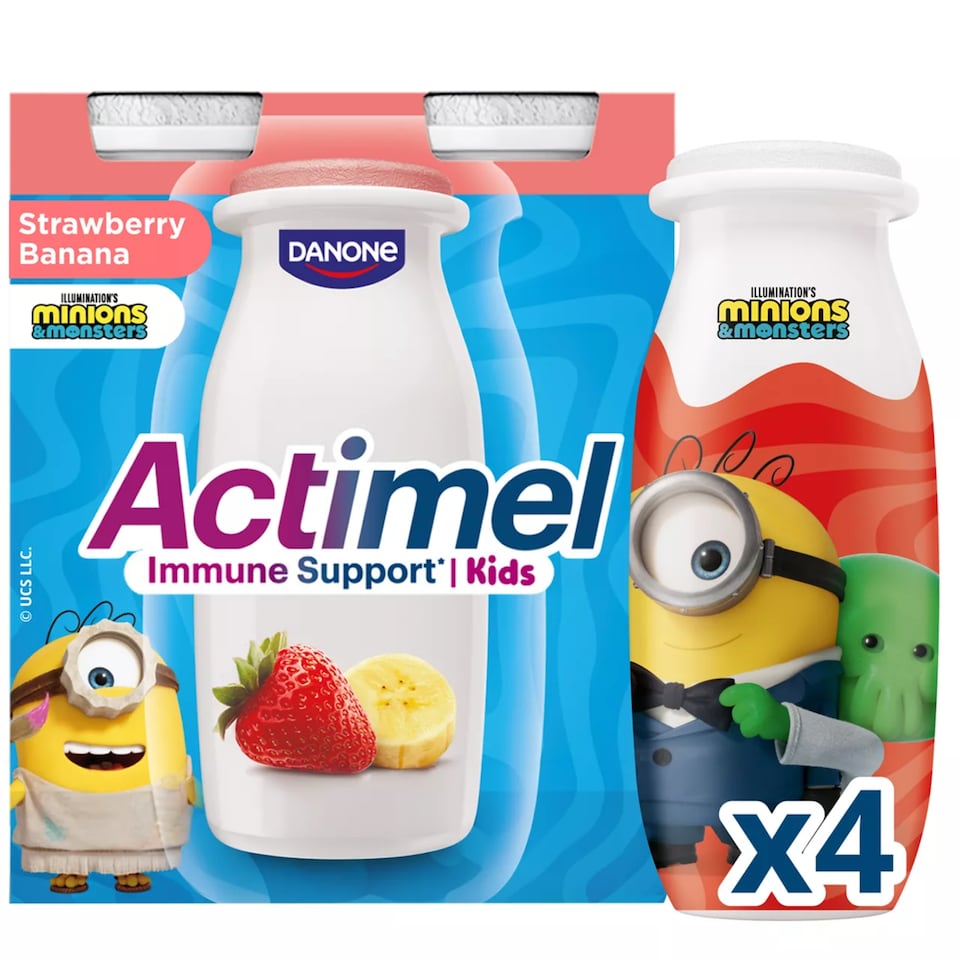 Actimel Kids Strawberry & Banana Lunchbox Yoghurt Drink Multipack 4x100g