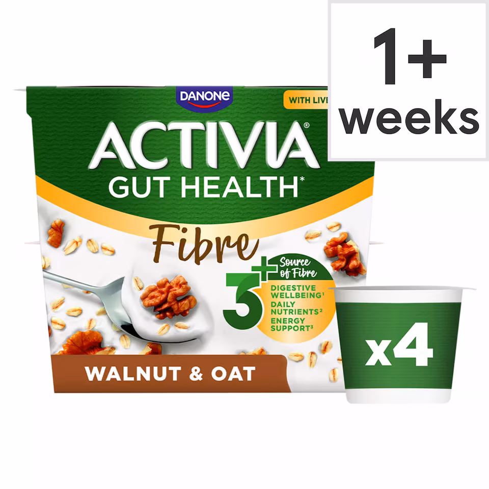 Activia Fibre Gut Health Yoghurt - Walnut & Oat 4x115g