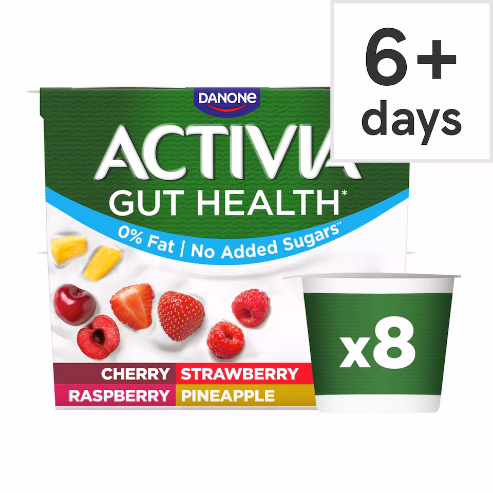 Activia Strawberry & Mixed Fruit Fat Free Gut Health Yoghurt Multipack 8x115g