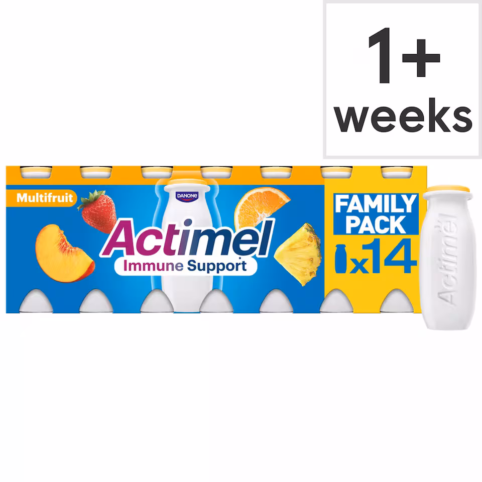 Actimel Multifruit Immune Support Yogurt Drink Family Pack 14x100g
