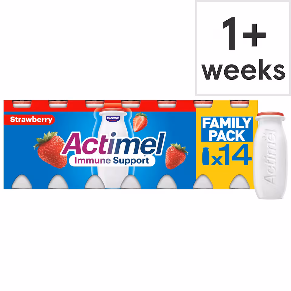 Actimel Strawberry Immune Support Yogurt Drink Family Pack 14x100g