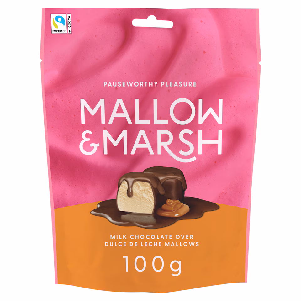 Mallow & Marsh Milk Chocolate over Dulce De Leche Mallows 100g