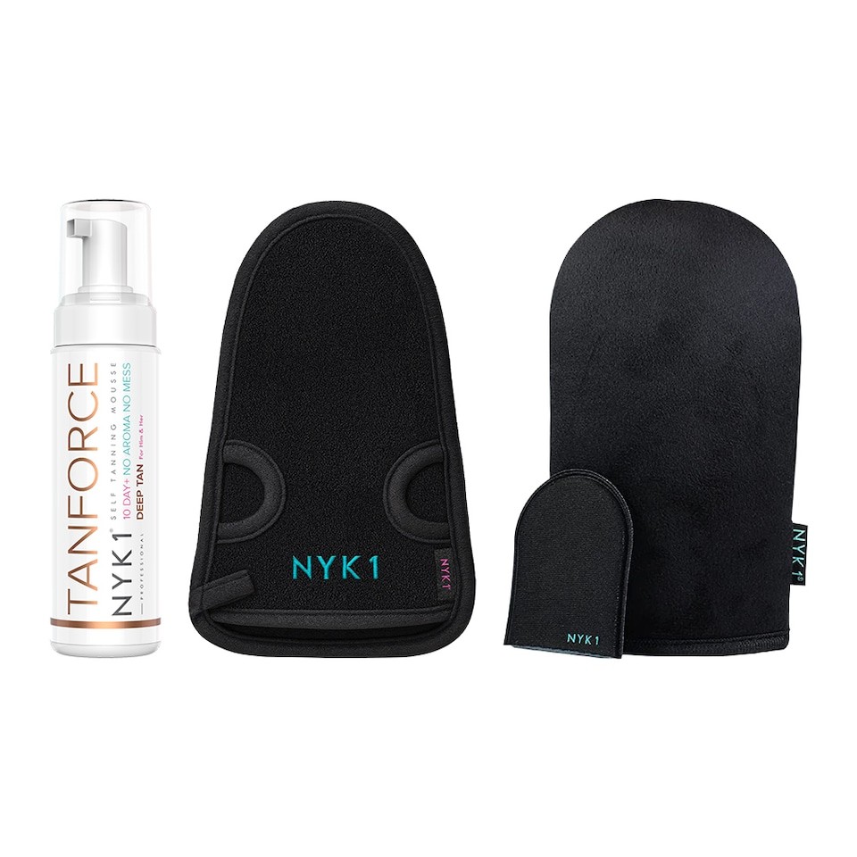 NYK1 TanKit Bundle with ExfoliMitt, MegaMitt & TanForce for Flawless, Streak-Free Tanning