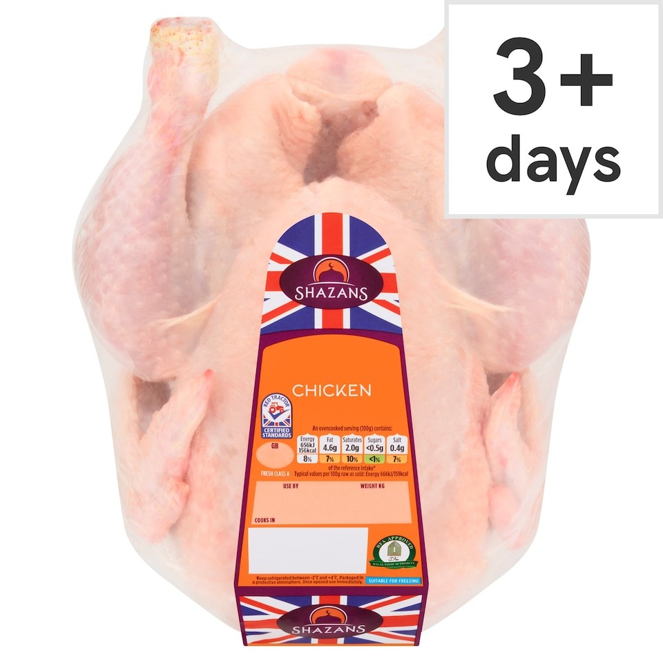 Shazans Halal Whole Chicken Large 1.8Kg-2.2Kg