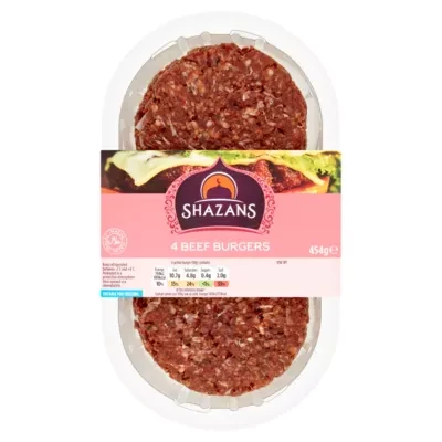 Shazans 4 Beef Burgers 454g