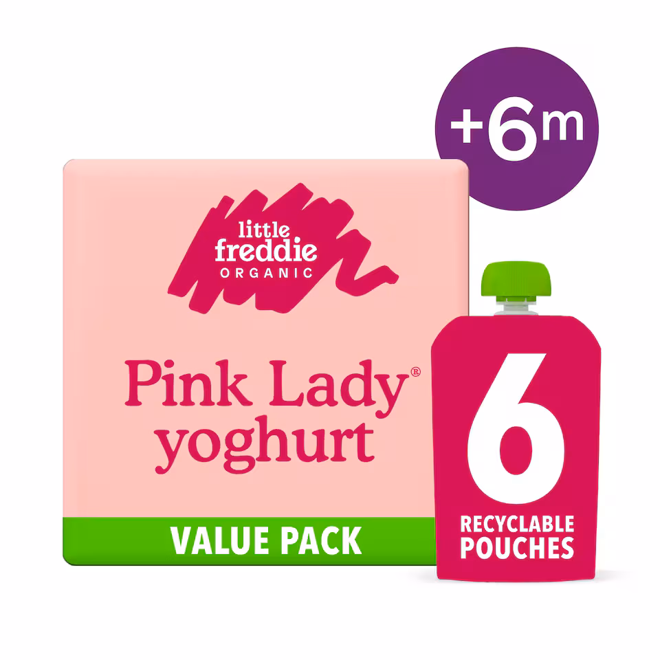Little Freddie Organic Pink Lady Greek Style Yoghurt Baby Food Pouch Multipack 6+ Months