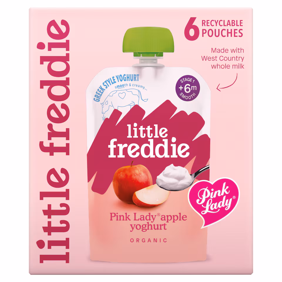 Little Freddie Organic Pink Lady Greek Style Yoghurt Baby Food Pouch Multipack 6+ Months