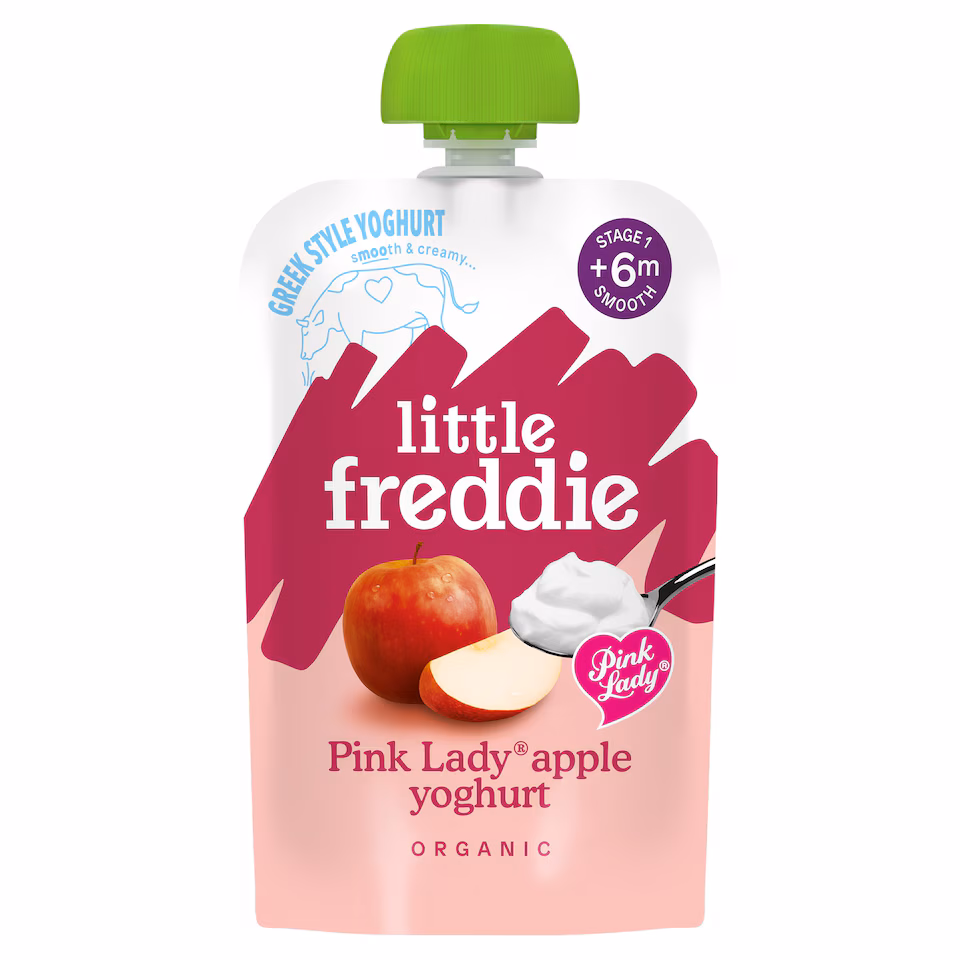 Little Freddie Organic Pink Lady Greek Style Yoghurt Baby Food Pouch 6+ Months 100g