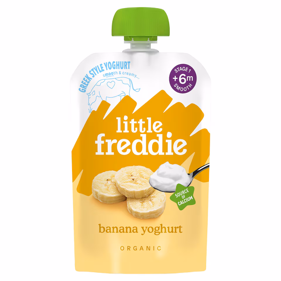 Little Freddie Organic Banana Greek Style Yoghurt Baby Food Pouch 6+ Months 100g