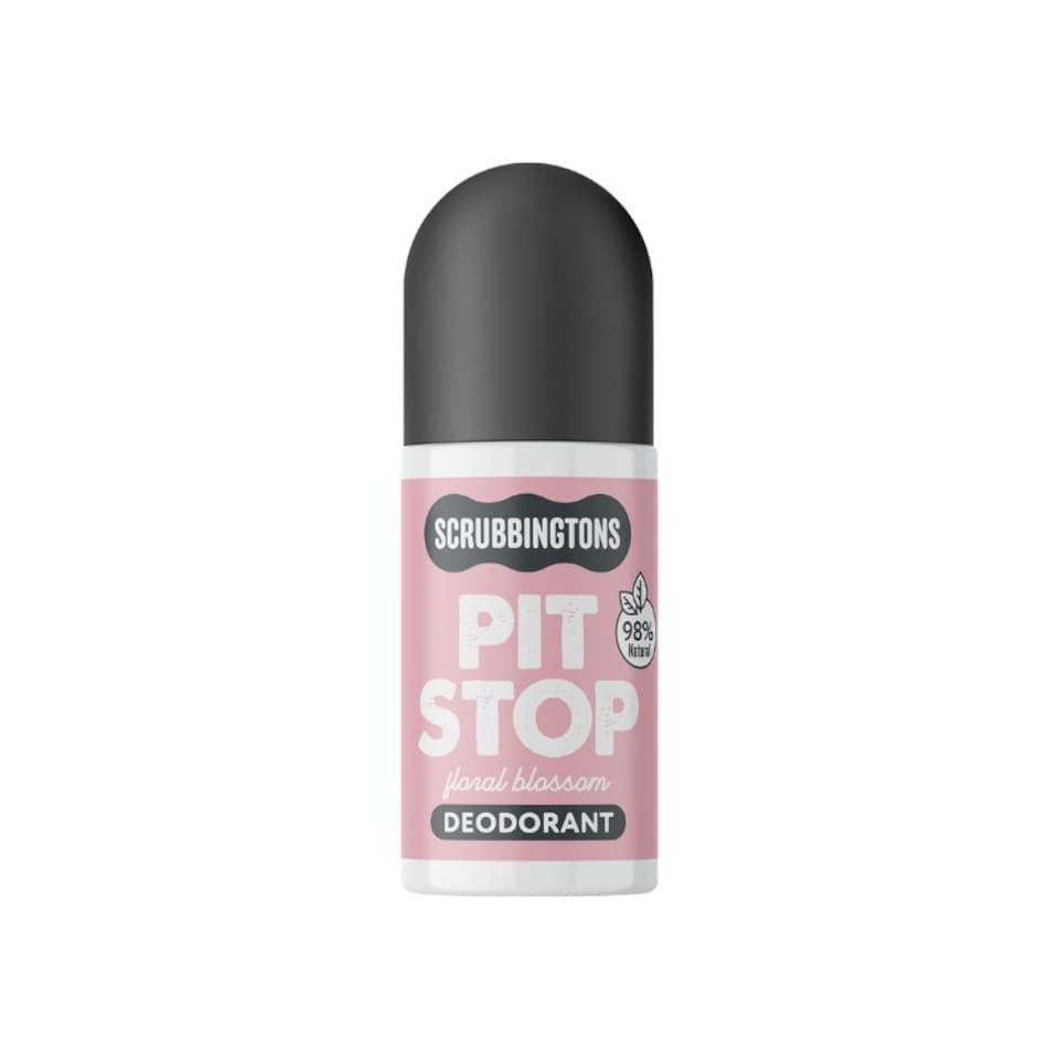 Scrubbingtons Pit Stop Natural Deodorant For Women, Roll on For Sensitive Skin Made in UK. Paediatrician approved, Aluminium & Alcohol Free, Vegan & Cruelty Free, Floral Blossom, 75ml