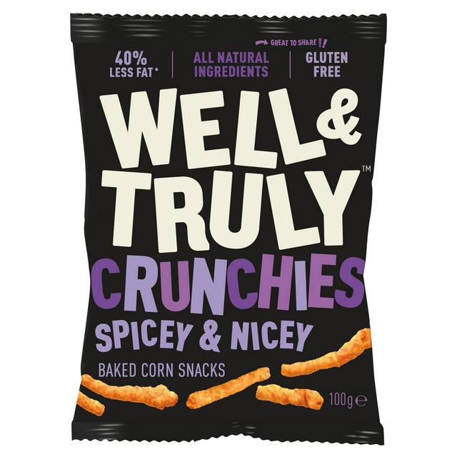 Well & Truly Crunchies Spicey & Nicey Baked Corn Snacks 100g