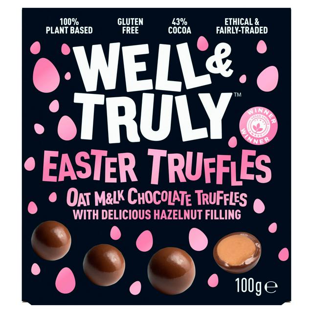 Well & Truly 100g Easter Truffles Oat Milk Chocolate Truffles With Delicious Hazelnut Filling