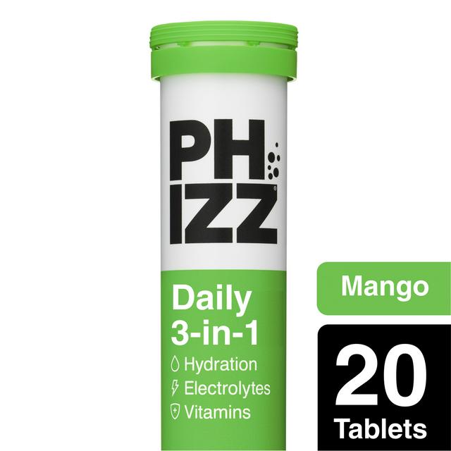 Phizz Daily 3-in-1 Hydration, Electrolytes & Vitamins Effervescent Tablets Mango x20 Tablets