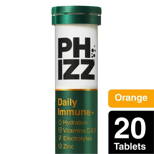 Phizz Daily Immune+ 20 x Orange, Hydration, Immunity, Electrolytes & Vitamins Effervescent Tablets