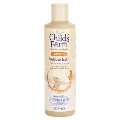 Childs Farm OatDerma Bubble Bath 250ml, Fragrance Free, Sensitive Skin, Baby Kids Hydrating Formula
