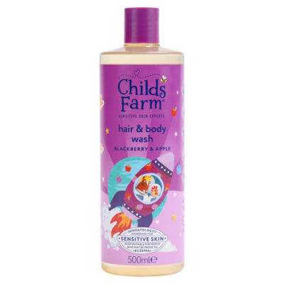 Childs Farm Blackberry & Apple Hair & Body Wash 500ml Gentle Formula for Kids, Babies & Sensitive Skin