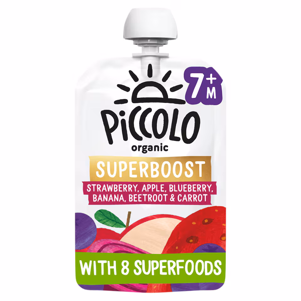 Piccolo Organic Superboost Strawberry, Apple, Blueberry, Beetroot and Carrot 100g