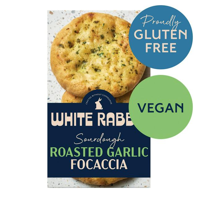White Rabbit 2 x Gluten Free Sourdough Roasted Garlic Focaccia 125g