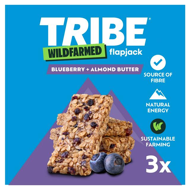Tribe Wildfarmed Blueberry + Almond Butter Flapjack Bars 3 x 50g