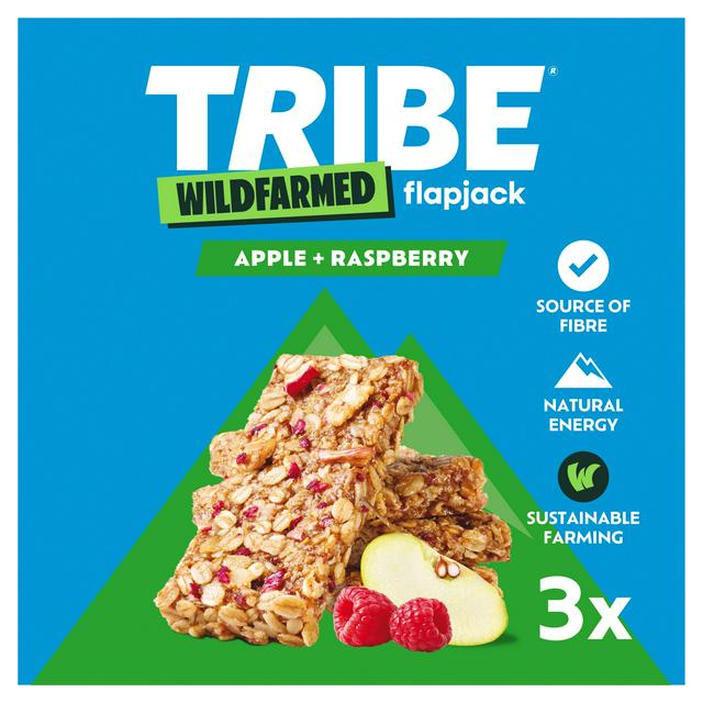 Tribe Wildfarmed Apple + Raspberry Flapjack Bars 3 x 50g