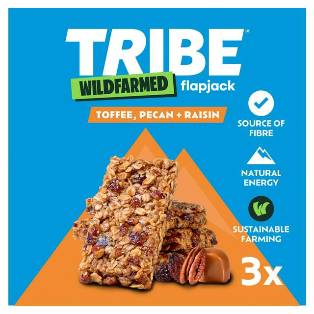Tribe Wildfarmed Toffee, Pecan + Raisin Flapjack Bars 3 x 50g