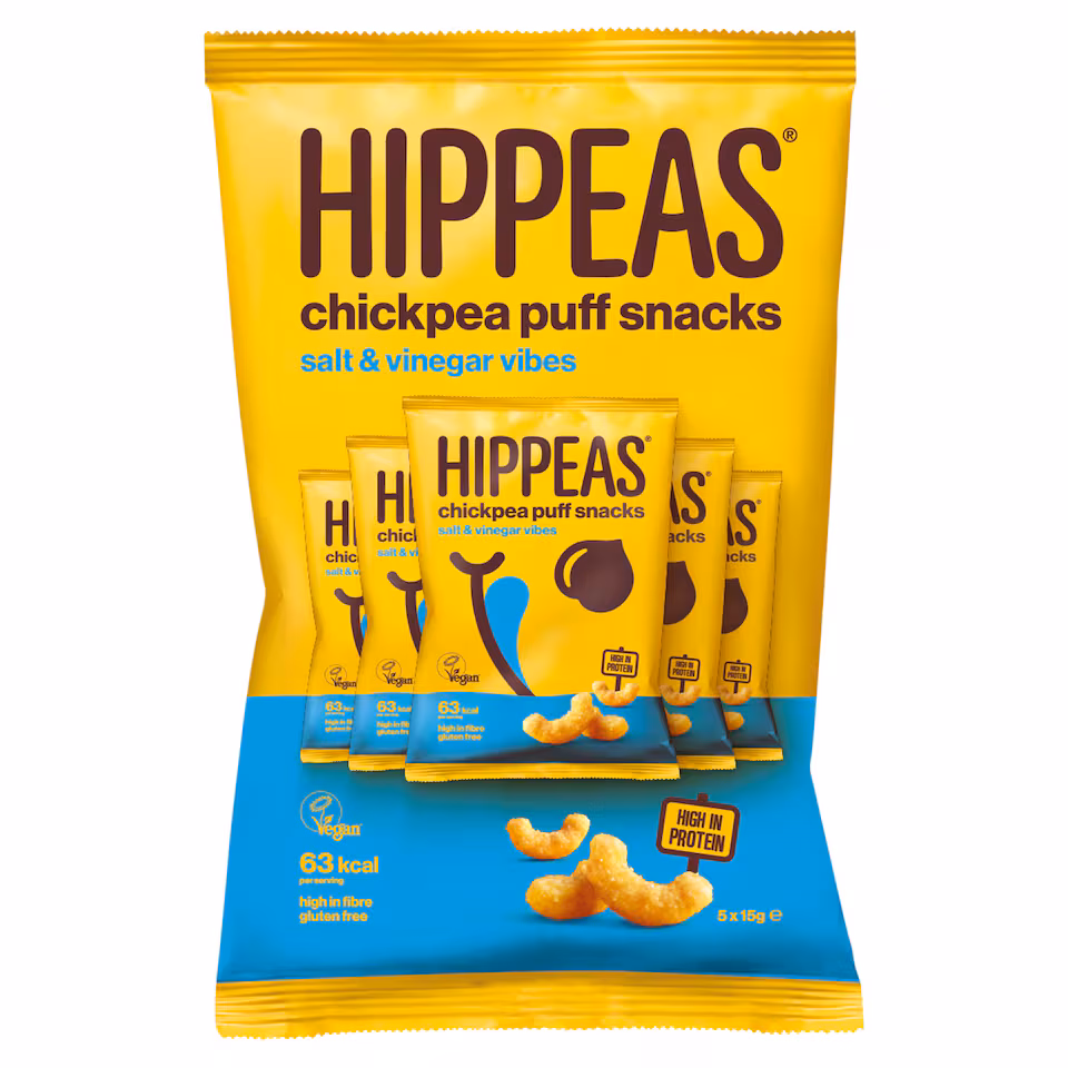 Hippeas Salt & Vinegar Vibes Chickpea Puff Snacks 5 Pack 15g