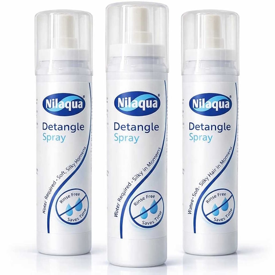 Nilaqua Gentle Detangle Spray Instant Detangling Care for Dry and Damaged Hair, Silky Smooth Conditioned Hair, 100ml Triple Pack