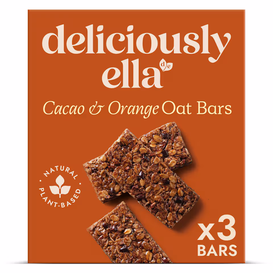 Deliciously Ella Cacao & Orange Baked Oat Bars 3 Pack 50g