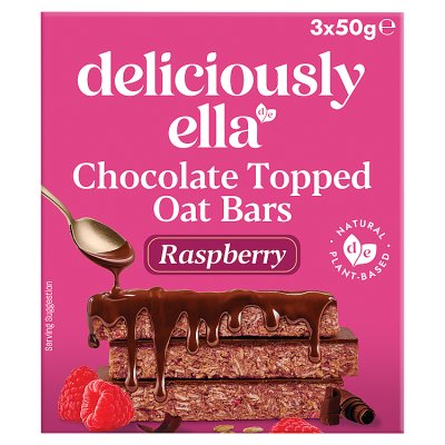 Deliciously Ella Chocolate Topped Raspberry Oat Bars