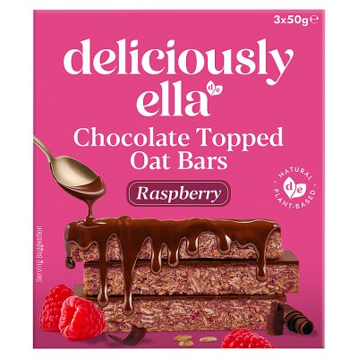 Deliciously Ella Chocolate Topped Raspberry Oat Bars