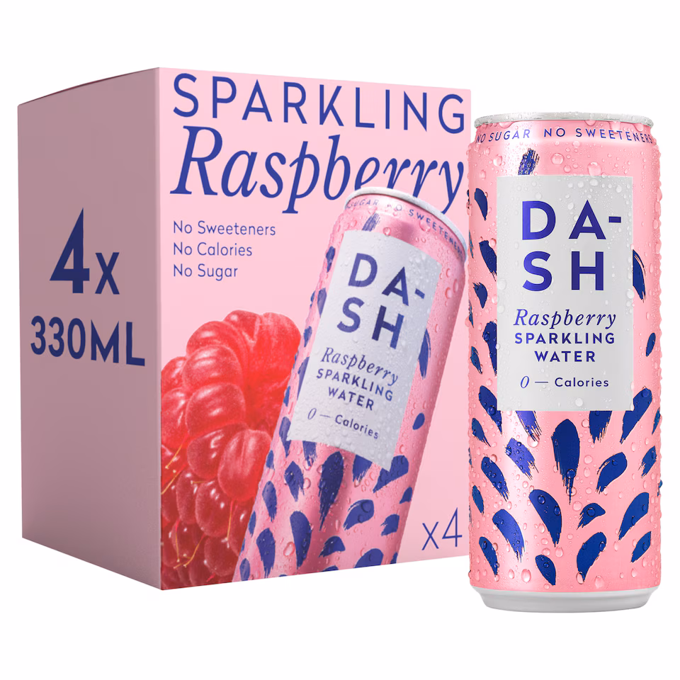 Dash Raspberry Sparkling Water 4 x 330ml