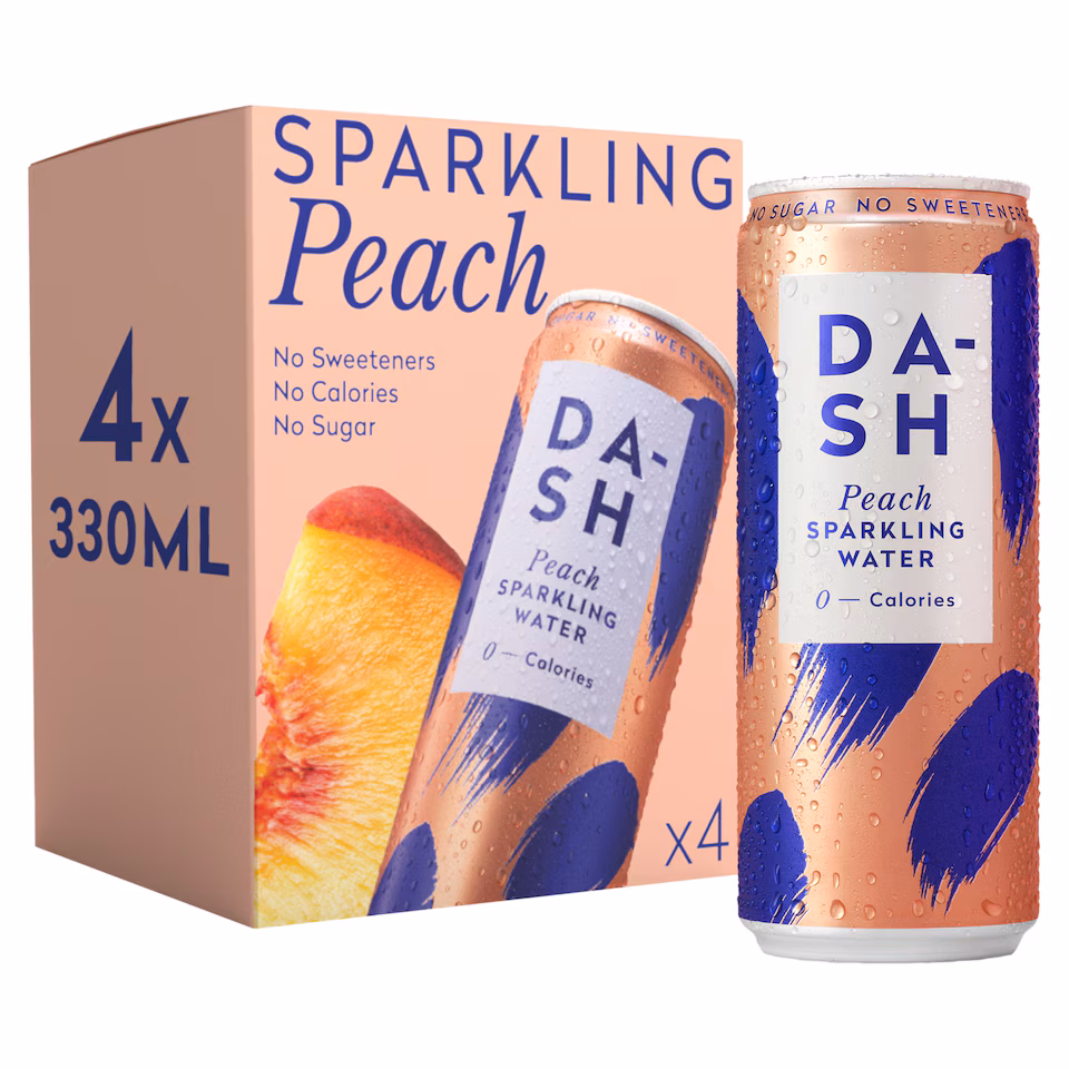 Dash Peach Sparkling Water 4 x 330ml