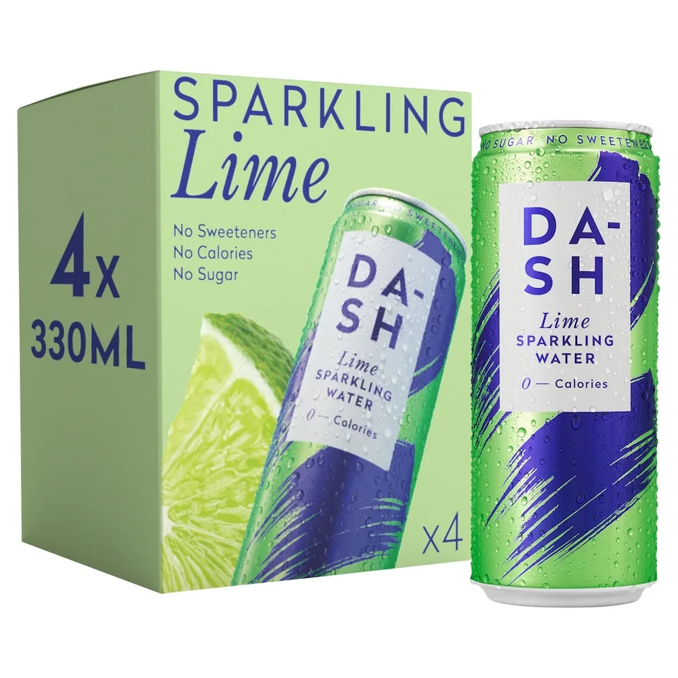 Dash Lime Sparkling Water 4 x 330ml