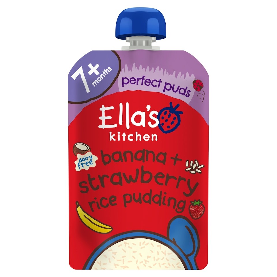 Ella's Kitchen Dairy Free Rice Pudding Banana & Strawberry 7 Months 80G