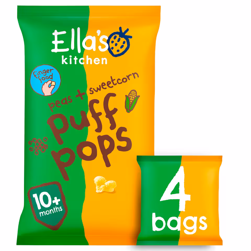Ella's Kitchen Organic Peas & Sweetcorn Puff Pops 4 X 9G