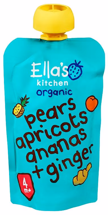 Pære, Aprikos, Ananas + Ingefær Fra 4 mnd, Økologisk, 120 g