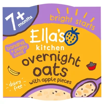 Ella's Kitchen Organic Dairy Free Banana and Poppy Seed Overnight Oats Baby Breakfast 7+ Months 130g