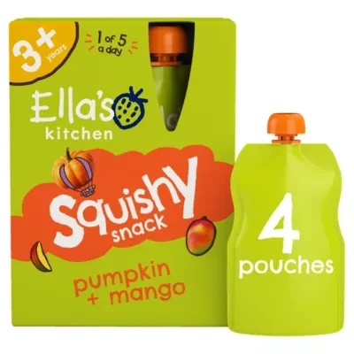 Ella's Kitchen Organic Mango and Pumpkin Kids Snack Multipack Pouch 3+ Years 4 x 100g