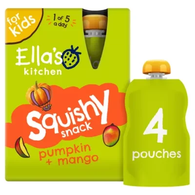Ella's Kitchen Pumpkin + Mango Squishy Snack 4 x 100g (400g)