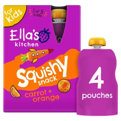 Ella's Kitchen Carrot + Orange Squishy Snack 4 x 100g (400g)