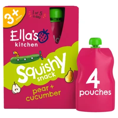 Ella's Kitchen Organic Pear and Cucumber Kids Snack Multipack Pouch 3+ Years 4 x 100g