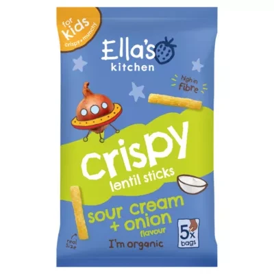 Ella's Kitchen Organic Crispy Sour Cream & Lentil Crisps Kids Snack Multipack 3+ Years 5 x 10g